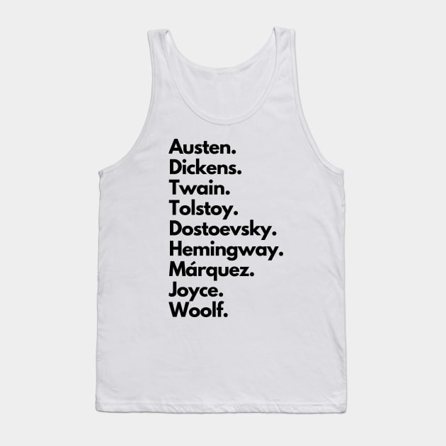 Great Writers of History Tank Top by BoldlyStatedPrints